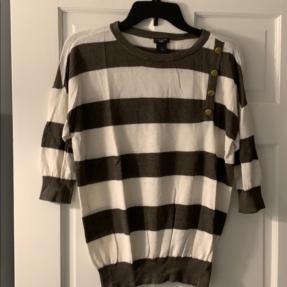 Ann Taylor Black and White Striped Sweater